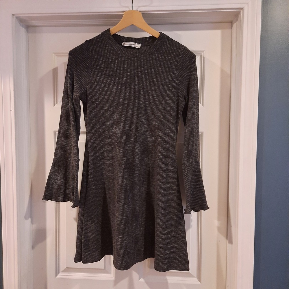 Abercrombie Dress Women Large Gray Mini Ribbed‎ Knit Y2K Fairy Grunge 90s Retro